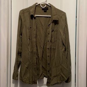 Olive green button down